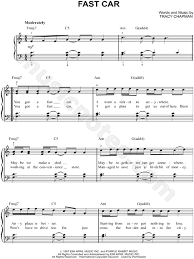 Tracy Chapman Fast Car Sheet Music Easy Piano In C Major Transposable Download Print Sheet Music Tracy Chapman Digital Sheet Music