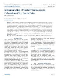 Implementation Of Curfew Ordinances In Cabanatuan City Nueva Ecija Juvenile Delinquency Crime Violence