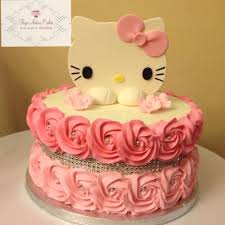 Hello Kitty Birthday Cake For A 40th Birthday Buttercream Rosettes Buttercream Frosting By F Hello Kitty Birthday Cake Cupcake Birthday Cake Hello Kitty Cake