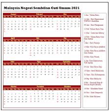 Negeri Sembilan Cuti Umum Kalendar 2021