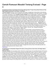 Contoh rumusan masalah makalah, penelitian, skripsi, proposal. Contoh Rumusan Masalah Tentang Evaluasi Page 3