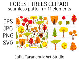 All elements are high quality 300 dpi files, ready for use as print or digital projects. Fall Forest Tree Clipart Graphic By Julia Faranchuk Art Studio Creative Fabrica