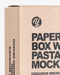 Download Kraft Paper Box With Penne Rigate Pasta Mockup In Box Mockups On Yellow Images Object Mockups PSD Mockup Templates