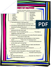 Compare the meaning of the examples below. Adverbs Of Manner Fill In The Blanks Worksheet
