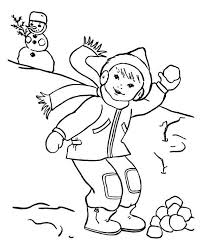 Throwing Snowball On Snowball Fight During Winter Season Coloring Page Love Coloring Pages Coloring Pages Online Coloring Pages