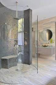 A Modern Doorless Shower In The Bathroom Contemporary Bathroom Designs Contemporary Bathrooms Modern Contemporary Bathroom Design