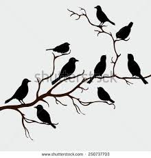 Bird Sitting On Branch Drawing Cute Black Birds On A Branch Bird Silhouette Black Bird Bird Drawings