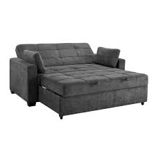 Below we see the piece with a red frame, but this convertible bed is also available in black or white. Serta Harrington 37 6 In Grey Polyester 2 Seater Convertible Tuxedo Sofa With Round Arms Sa Hptsa3tm3011 The Home Depot
