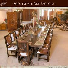 Rustic Hand Carved Lodge Table Solid Wood With Matching Chairs Long Dining Room Tables Large Dining Room Table Long Dining Table