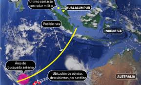 La fuerza aérea de chile emitió un comunicado para informar que la nave se dirigía a la. La Ruta Del Avion Desaparecido De Malasia