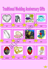 Spending extra to get something special is definitely worth the time. Pictionary Of Traditional Wedding Anniversary Gifts 2 2 Esl Worksheet By Raquelfrombrazil