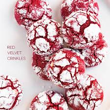 Red Velvet Crinkle Cookies Recipe Yummly Recipe Red Velvet Crinkle Cookies Cookies Recipes Christmas Christmas Desserts
