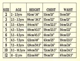 Child Waist Sizes This Is The Size Chart For Little Wings