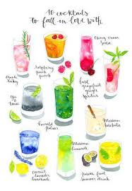New Work Watercolor Cocktails Nathalie Ouederni Watercolor Illustration Pattern Design Cocktail Illustration Cocktail Art Watercolor Food