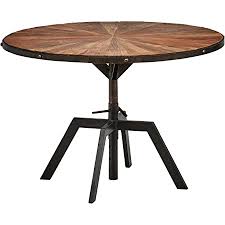 Tags gray round dining room table reclaimed wood round dining table reclaimed douglas fir round dining table Amazon Com Amazon Brand Rivet Industrial Wood And Metal Round Dining Kitchen Table 35 4 W Recycled Elm Tables