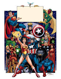 Even More Jla Avengers Artwork Drawn By Perez And Colored By Smith Allegedly For The 2003 Pitt Marvel Comics Superheroes Marvel And Dc Crossover Superhero Art