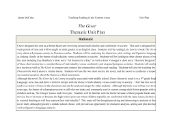 the giver thematic unit plan