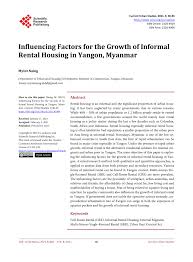 Pdf Influencing Factors For The Growth Of Informal Rental Housing In Yangon Myanmar