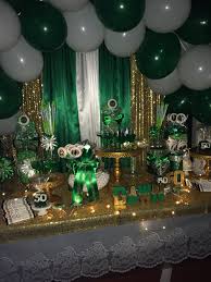Green White And Gold 50th Birthday Gold Candy Candy Table Candy Station