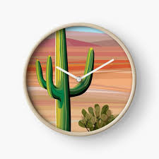 Saguaro cactus theme hat hook.tigers eye inlay.southwestern decor 17'' x 6''. Cactus Clocks Redbubble