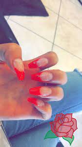 Red Tip Acrylic Nails Red Tip Nails Nails Ombre Acrylic Nails