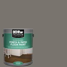 Behr Premium 1 Gal Ppu24 06 Slippery Shale Gloss Enamel Interior Exterior Porch And Patio Floor Paint Patio Flooring Painted Floors Concrete Porch