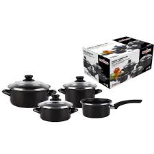 Baterías de cocina acero inoxidable aluminio antiadherente vitrificado. Bateria Cocina Kenia 7 Elementos 4 Piezas