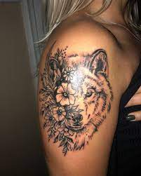 Wolf Tattoo With Flowers My Spirit Animal Animal Tattoos For Women Wolf Tattoos For Women Wolf Tattoo Sleeve