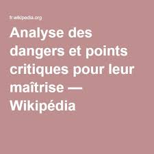 Analyse Des Dangers Et Points Critiques Pour Leur Maitrise