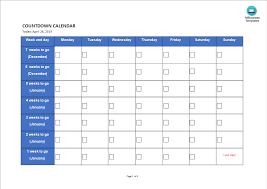 You can create week calendar from any day. Printable Countdown Calendar Templates At Allbusinesstemplates Com