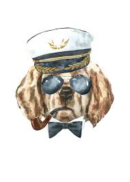 Dog In Hat Dog Bow Tie Dog Is Captain Hat Dog With Etsy Dog Poster Dog Bowtie Dog Bows