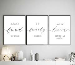 Find nursery rhymes, perfect for babies and kid's rooms, such as twinkle, twinkle little star and the classic children's prayer now i lay me down to sleep. Set Of 3 Prints Bless The Food Before Us Dining Room Decor Etsy In 2021 Bible Verse Wall Art Bedroom Wall Art Printable Decor
