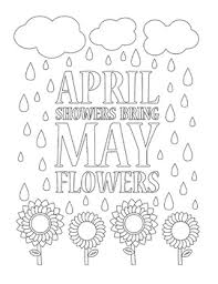 April shower may flower coloring page: April Showers Bring May Flowers 8 5x11 Coloring Sheet By The Artsy Tortoise