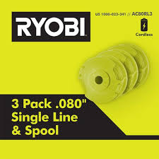6 pack of twisted copolymer nylon resin and synthetic trimmer/edger line more convenient to use and store: Ryobi Replacement Twisted 0 080 In Auto Feed Line Spools 3 Pack Ac80rl3 The Home Depot