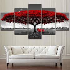 Picture frames including poster frames, wall frames and more! No Frame Large Wall Art Canvas Painting For Living Room 5 Pieces Red Tree Picture Prints Poster Artwork Home Decoration Frame Not Included Walmart Com Walmart Com