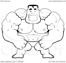 Find free printable strong man coloring pages for coloring activities. Cartoon Clipart Of An Outlined Beefy Bodybuilder Black And White Vector Coloring Page By Cory Thoman 1138428