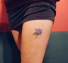 Pin By Laura Palmatier On Tattoos Hydrangea Tattoo Purple Tattoos Thigh Tattoos Women