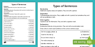 Improve your language arts knowledge with free questions in is the sentence declarative, interrogative, imperative, or exclamatory? and thousands of other language arts skills. Types Of Sentences Worksheet Ela Teaching Resources