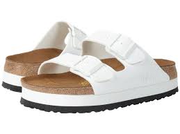 Birkenstock Sandals Size Chart Birkenstock Women S Arizona Platform White Birko Flor Sandal Birkenstock Size Chart Please Be Ad White Platform Sandals White Platform Shoes Womens Sandals