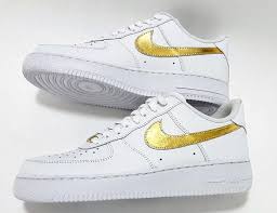 24k Gold Nike Air Force 1 Sneakers Custom Nike Air Force 1 Low Supreme Sport Shoes Basketball Shoes Mens Womens Free Nike Air Shoes Nike Gold Sneakers