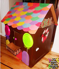 Diy Life Size Gingerbread Playhouse From A Cardboard Box The Thrifty Couple Learn how to make your own hamster gingerbread house out of cardboard with this tutorial! diy life size gingerbread playhouse