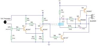 Simple Fire Alarm Circuit Using Thermistor Germanium Diode And Lm341