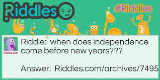 Whether you're hosting a new year's eve party or just volunteered to help plan one, you're probably on the lookout for fun games to play and maybe even a riddle or two. Independence And New Years Riddles Com