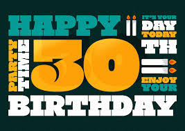 Verjaardagskaart 30 Jaar Man Typografisch Kaartje2go