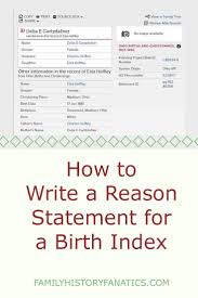 Sample Familysearch Reason Statements Family History Family Search Family Roots