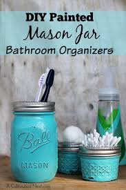 50 Cute Diy Mason Jar Crafts Mason Jar Diy Diy Jar Crafts Mason Jar Bathroom Organizer