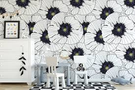 Black And White Floral Wallpaper Peel And Stick Pin On Apartment Lifestyle