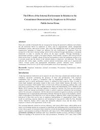 Dedication this research paper is lovingly dedicated to our respective parents who have been our constant source of inspiration. Pdf The Effects Of The Internal Environment In Relation To The Commitment Demonstrated By Employees In Privatised Public Sector Firms