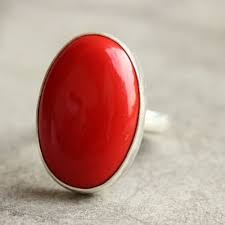 Red Coral Ring Oval Ring Bold Silver Stone Ring Coral Ring Silver Ring Designs Gold Jewelry Sets
