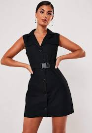 Missguided Black Sleeveless Belted Blazer Dress Black Dress Women Dress Online Off Shoulder Outfits